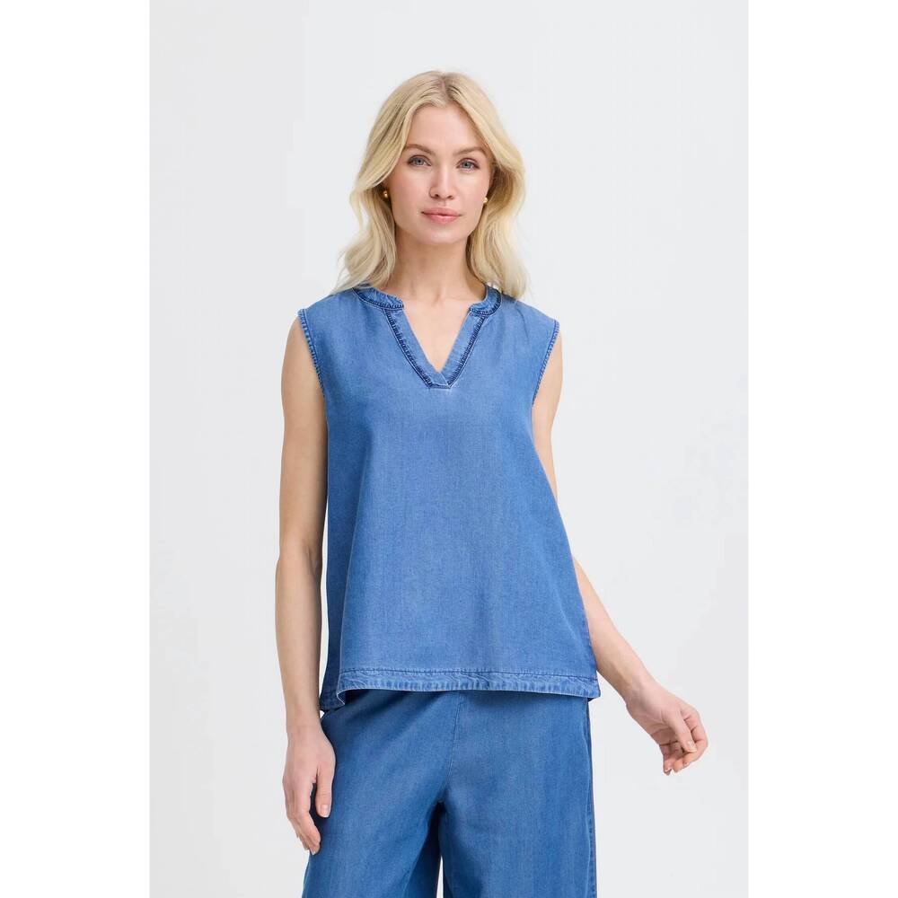 NEW B.YOUNG bykosmo tank top in medium blue denim